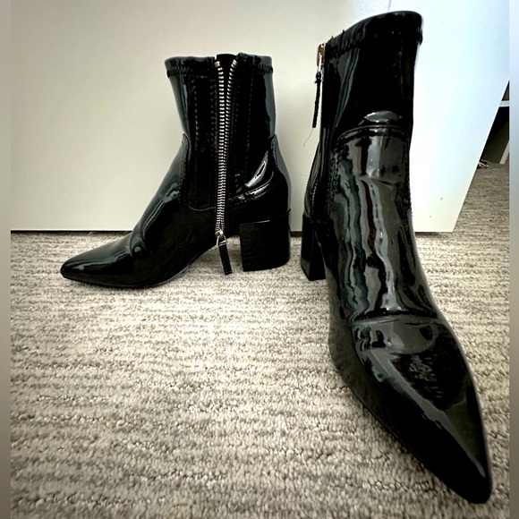 Black Patent Leather Ankle Boots - Picture 1 of 1
